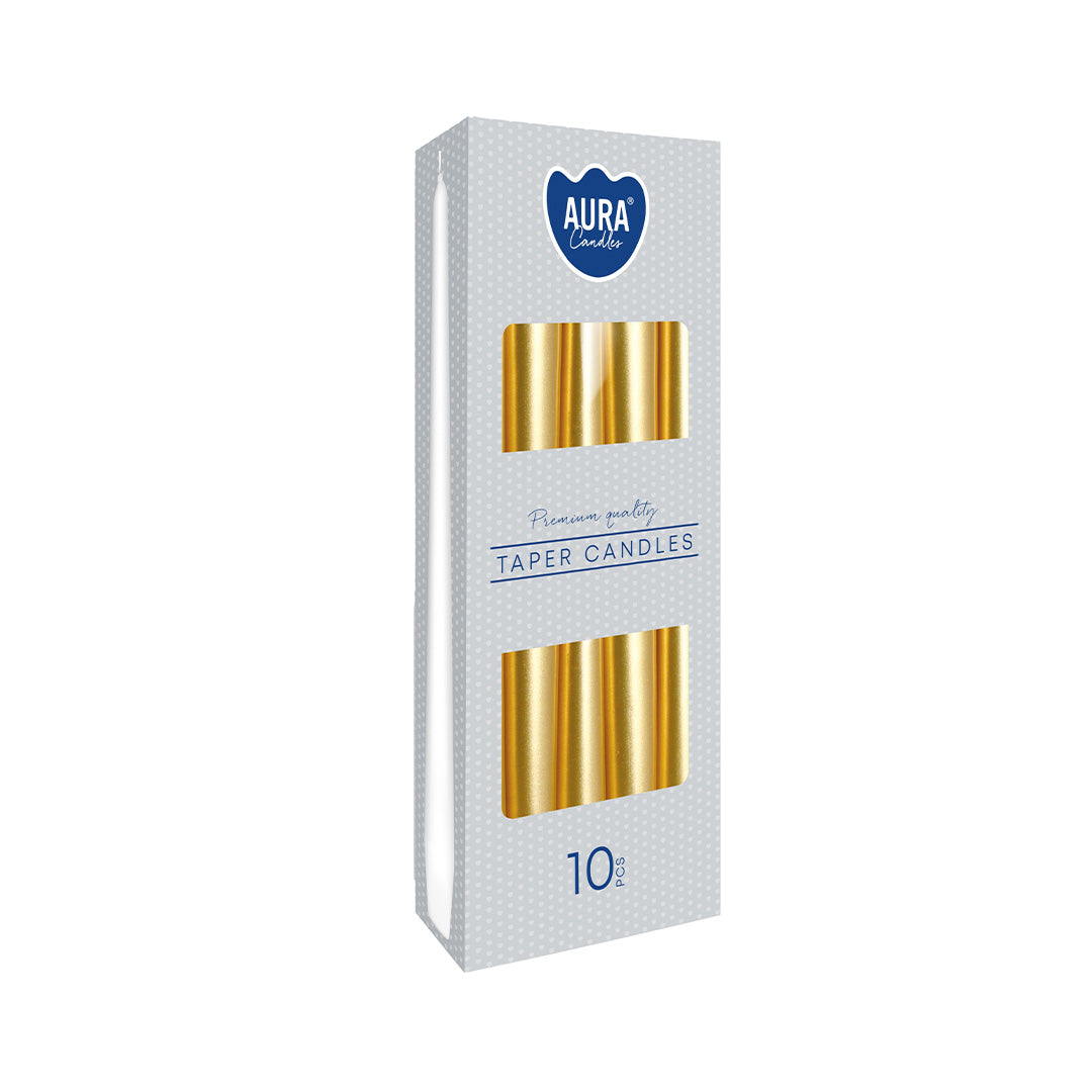 Vela Cónica 245x23mm Pack.10 Ouro Metálico 7h