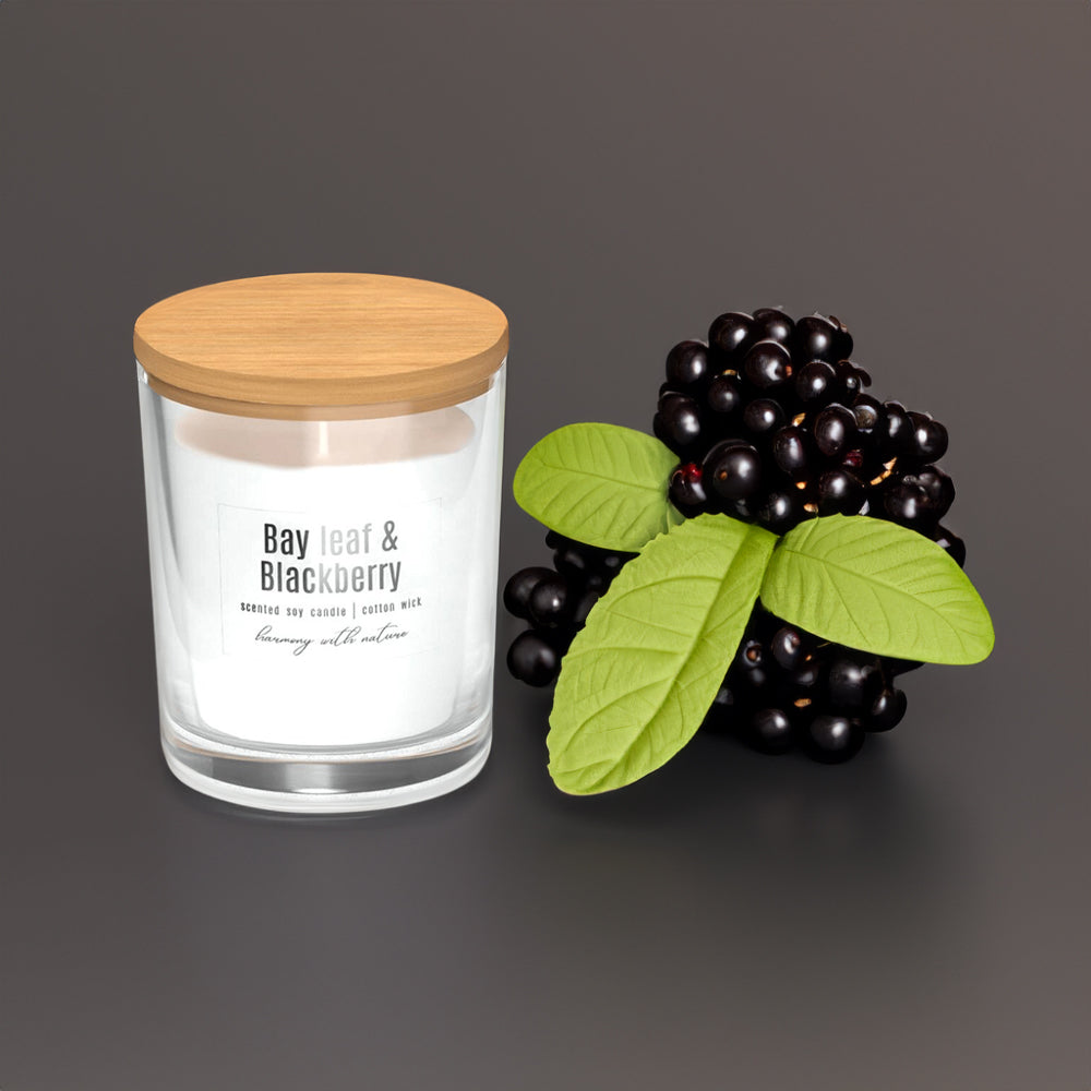 Vela Copo Aromático Folha Louro & Amora Preta 28h