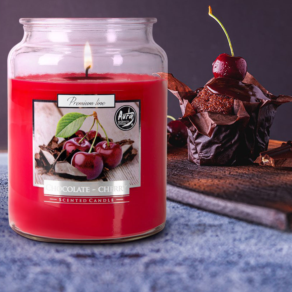 Vela Frasco Aromático Chocolate & Cereja 100h