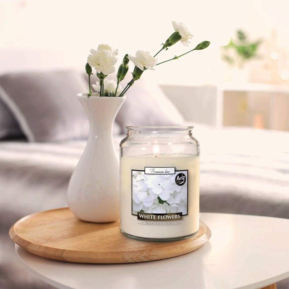 Vela Frasco Aromático Flores Brancas 100h