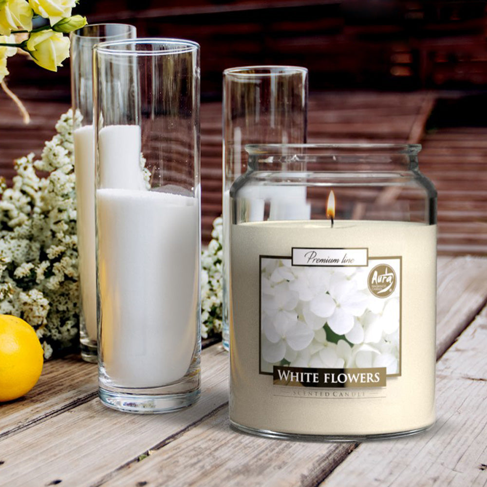 Vela Frasco Aromático Flores Brancas 100h