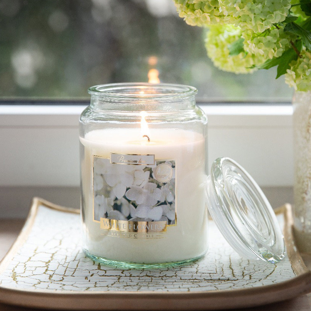 Vela Frasco Aromático Flores Brancas 100h