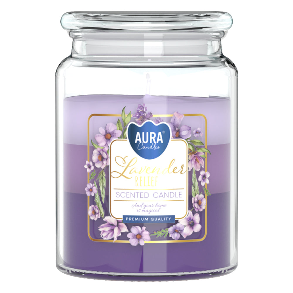 Vela Frasco Aromático Tricolor Alívio Lavanda 100h