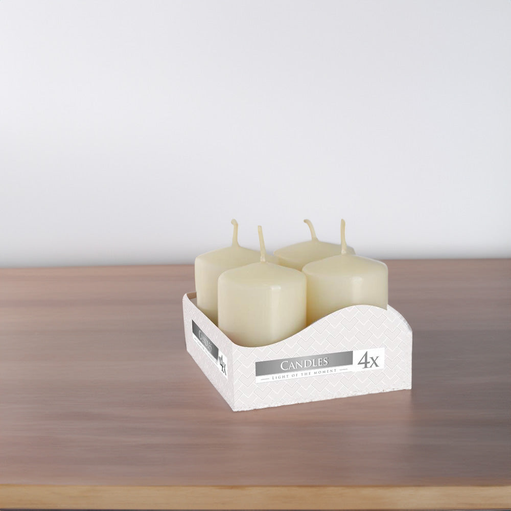 Vela Pilar Votiva 40/60 Pack.4 Pérola 7h