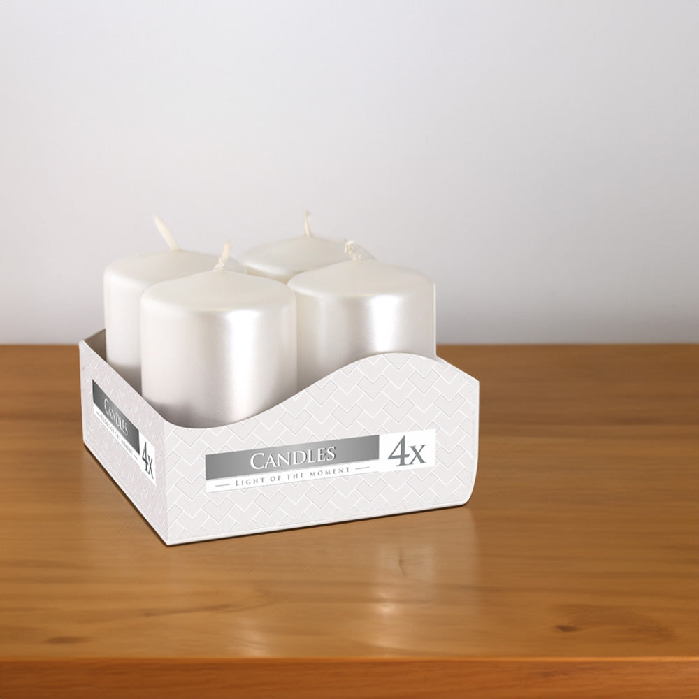 Vela Pilar Votiva SW40/60 Branca Metálico Pack.4