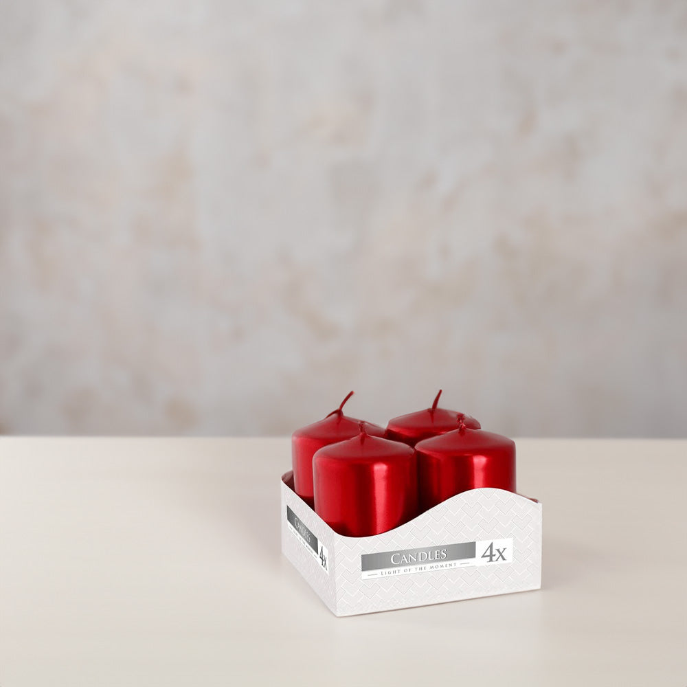 Vela Pilar Votiva 40/60 Pack.4 Vermelha Metálico 7h