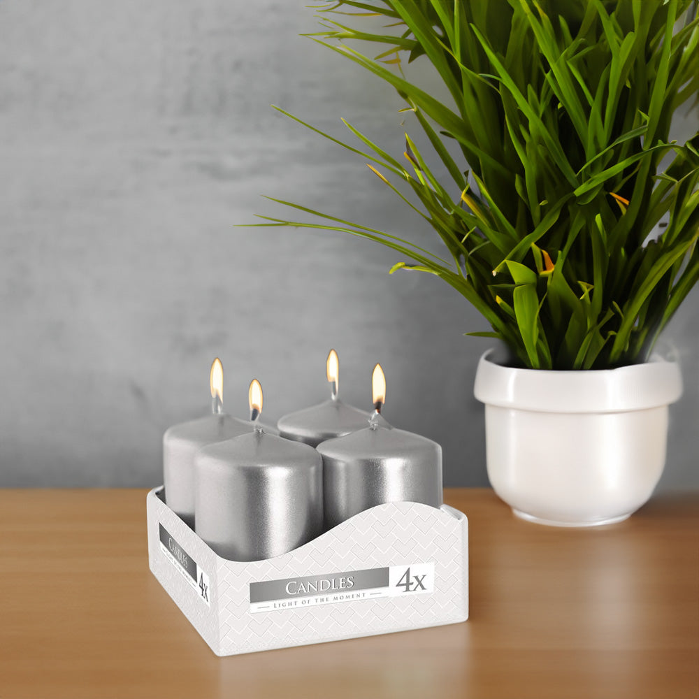 Vela Pilar Votiva SW40/60 Pack.4 Prateado Metálico 7h