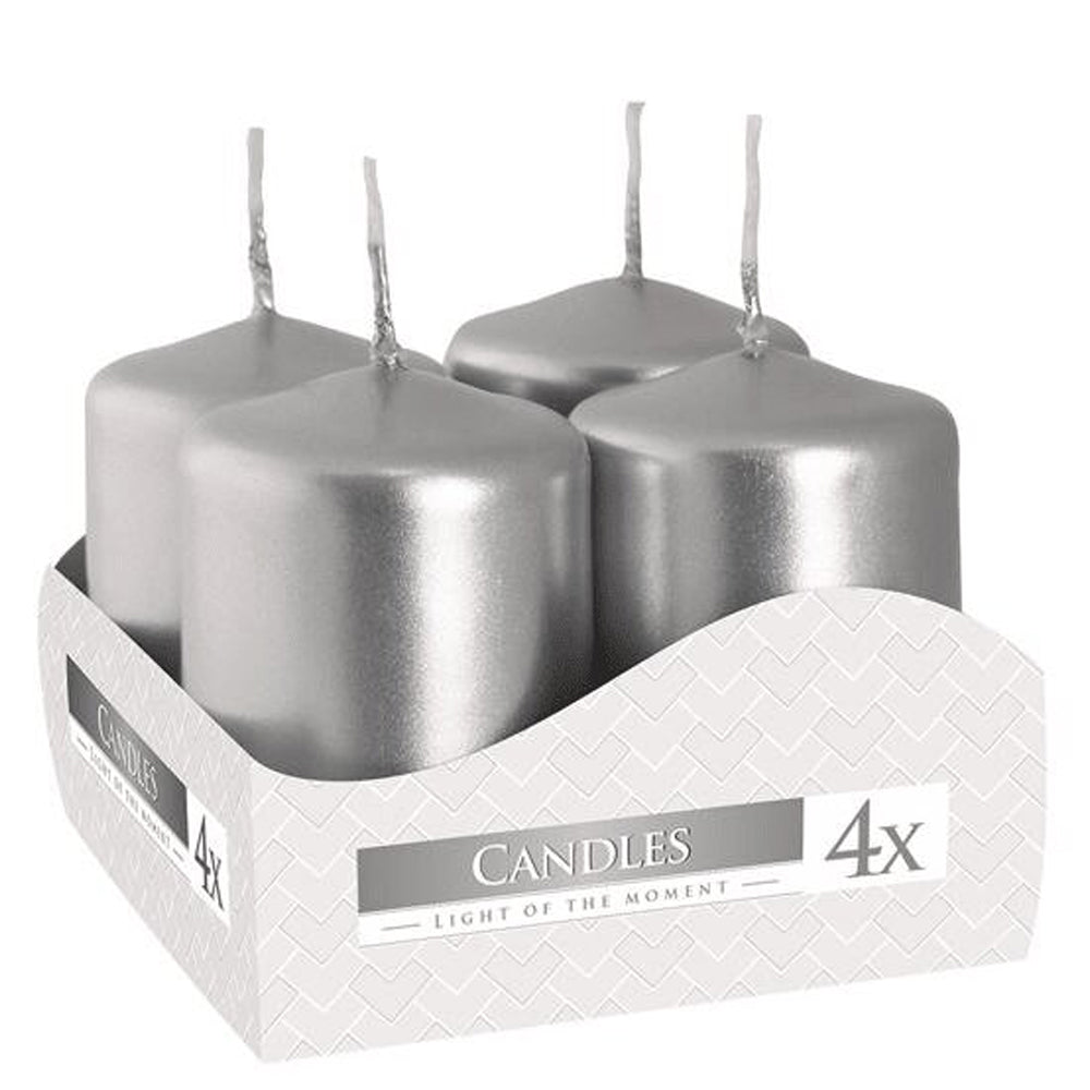 Vela Pilar Votiva SW40/60 Pack.4 Prateado Metálico 7h