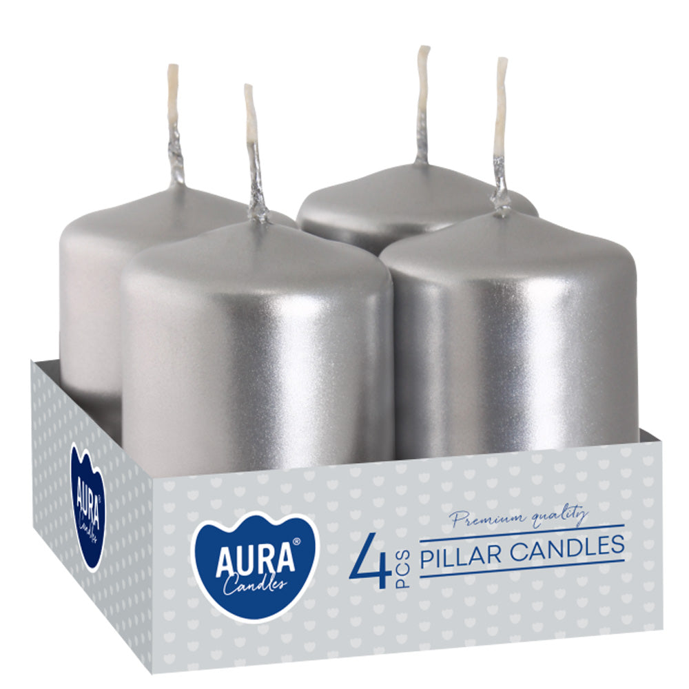 Vela Pilar Votiva SW40/60 Pack.4 Prateado Metálico 7h