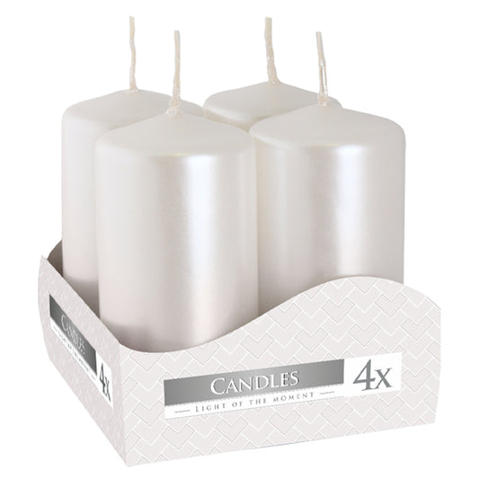 Vela Pilar Votiva 40/80 Pack.4 Branca Metálico 9h