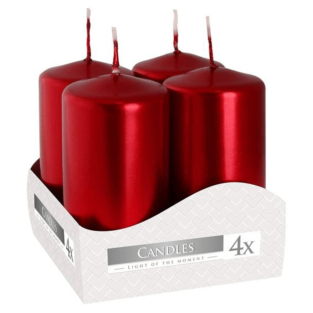 Vela Pilar Votiva 40/80 Pack.4 Vermelha Metálico 9h