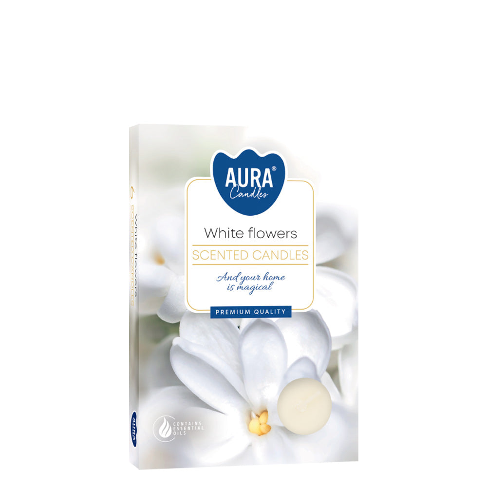 Vela Tealight Aromática Pack.6 Flores Brancas 4h