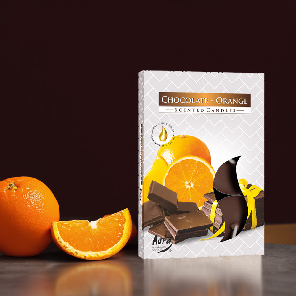 Vela Tealight Aromática Pack.6 Chocolate & Laranja 4h