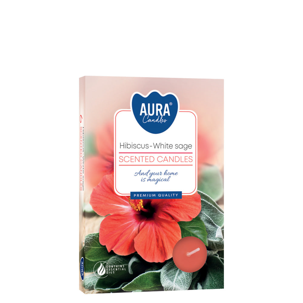 Vela Tealight Aromática Hibiscos & Salva Branca Pack.6