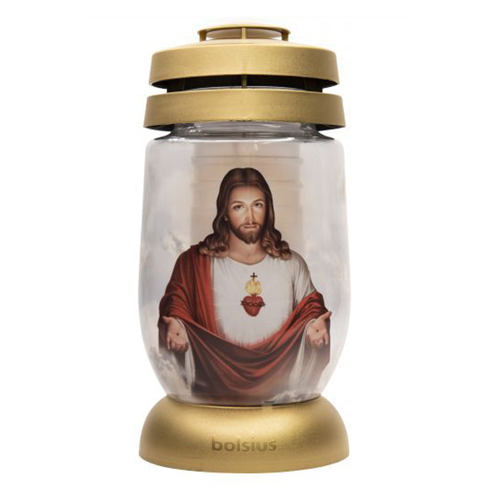 Vela Candeeiro de Vidro Coração de Jesus (Recarga 0140)