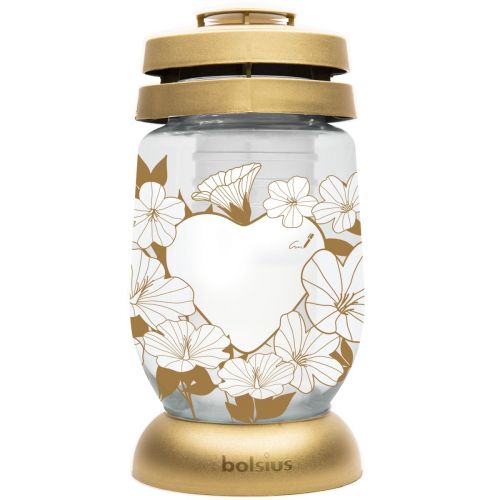 Vela Candeeiro de Vidro Coração Dourado Personalizável (Recarga 0140)