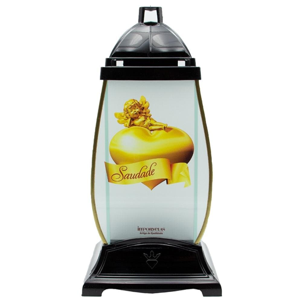 Vela Candeeiro Vidro Capela Preto Anjo