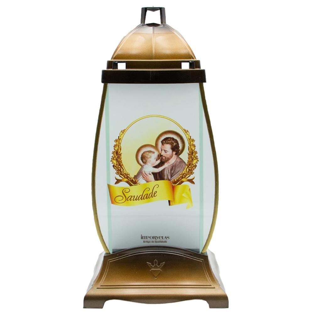 Vela Candeeiro Vidro Capela Ambar Pai