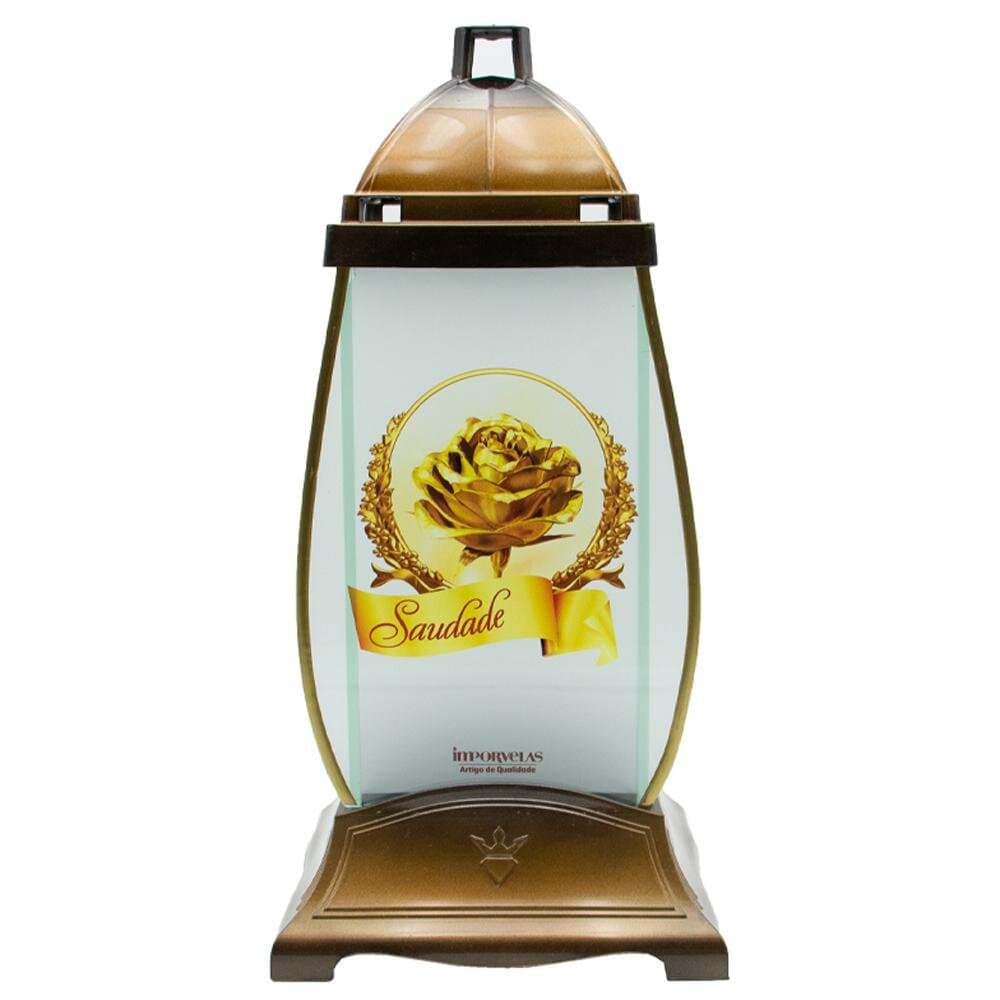 Vela Candeeiro Vidro Capela Ambar Rosa