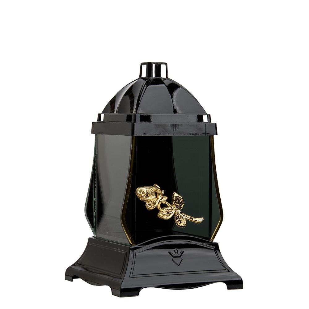 Vela Candeeiro Vidro Mini Capela Preto Rosa