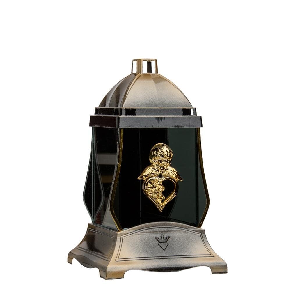 Vela Candeeiro Vidro Mini Capela Dourado Anjo