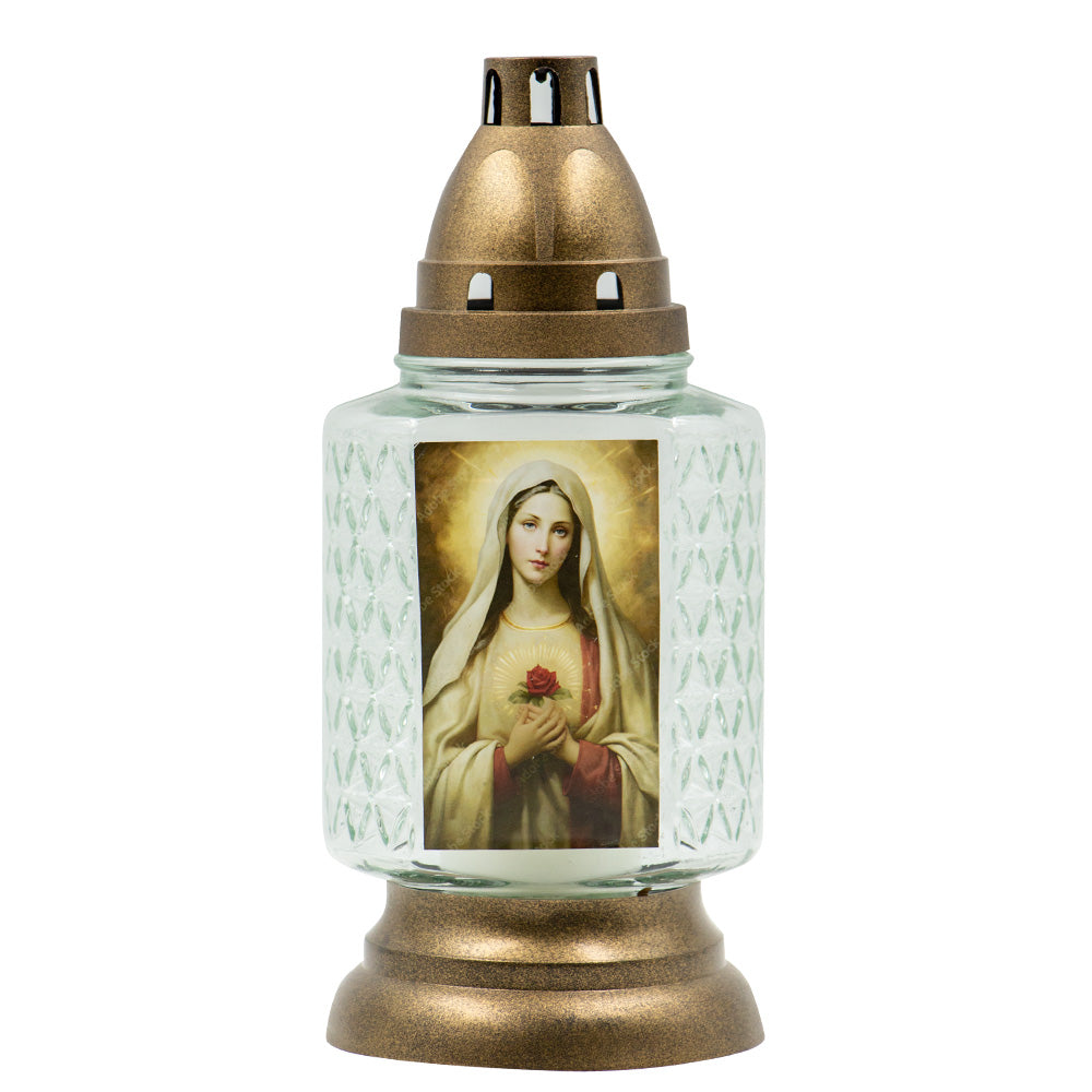 Vela Candeeiro Vidro VS807 Coração Maria (Recarga 0140)