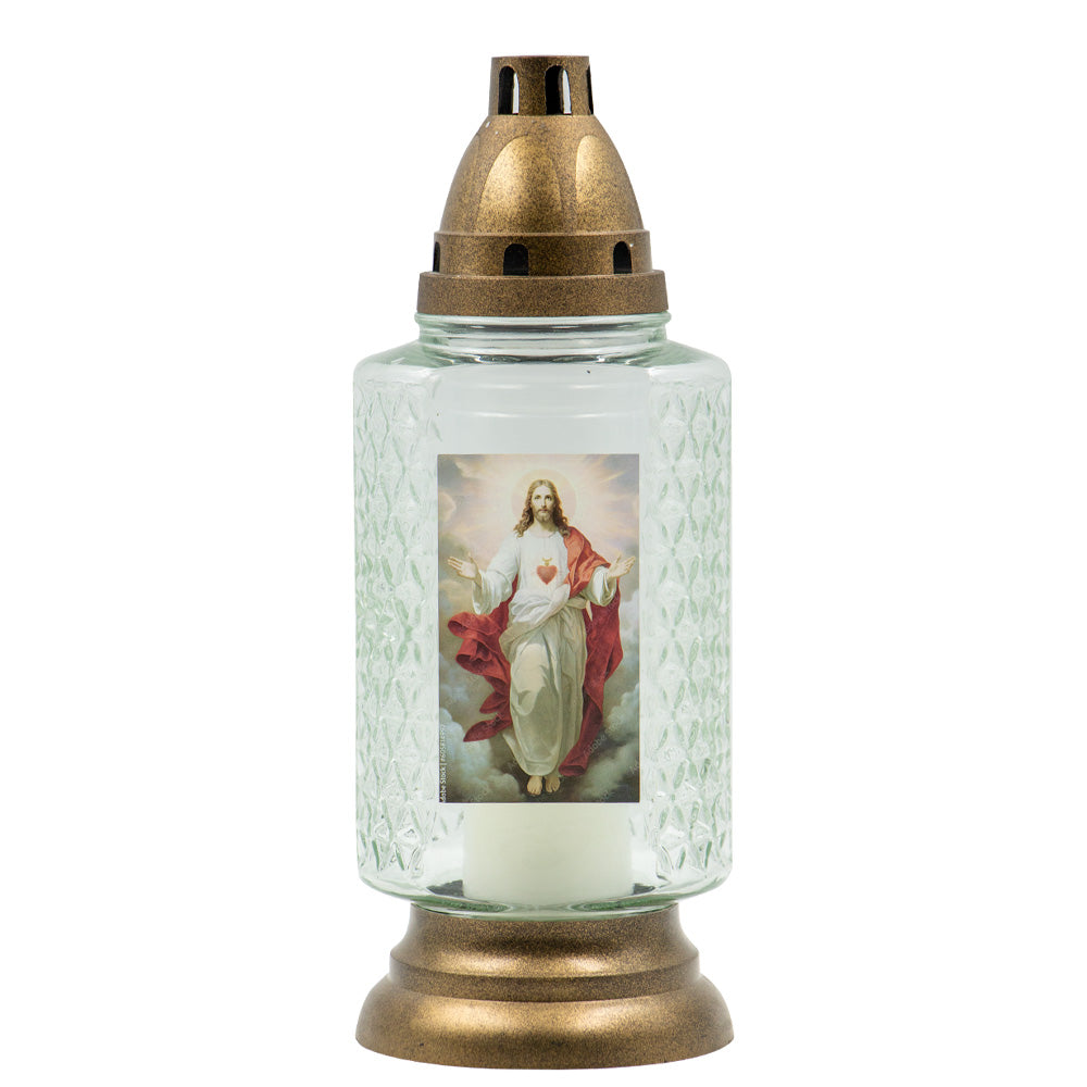 Vela Candeeiro Vidro VS808CJ Coração Jesus (Recarga 0160)