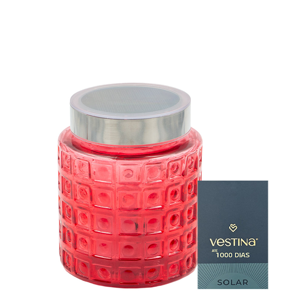 Vela Candeeiro Vidro Solar VSS21 Vermelho