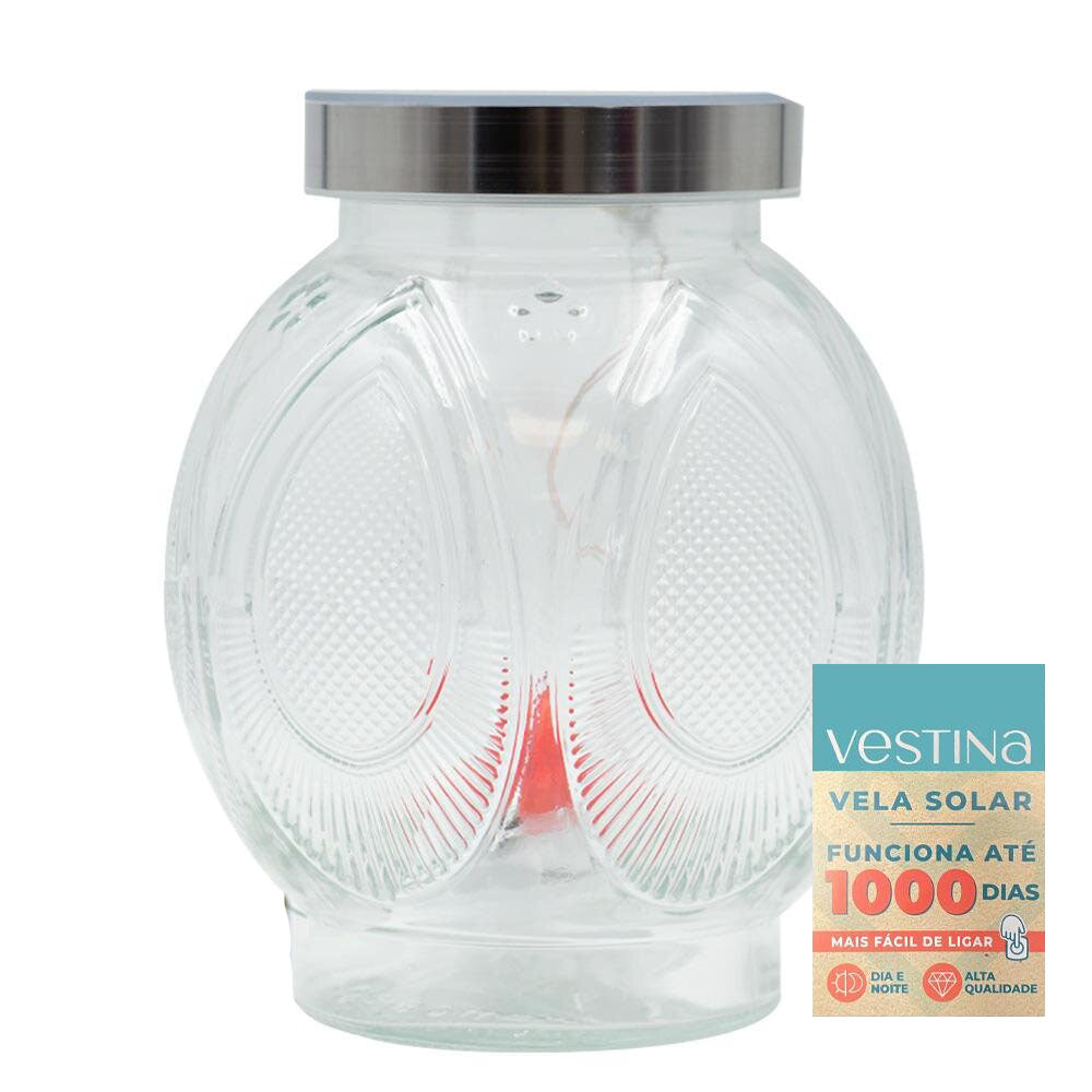 Vela Candeeiro Vidro Solar VSS26 Transparente