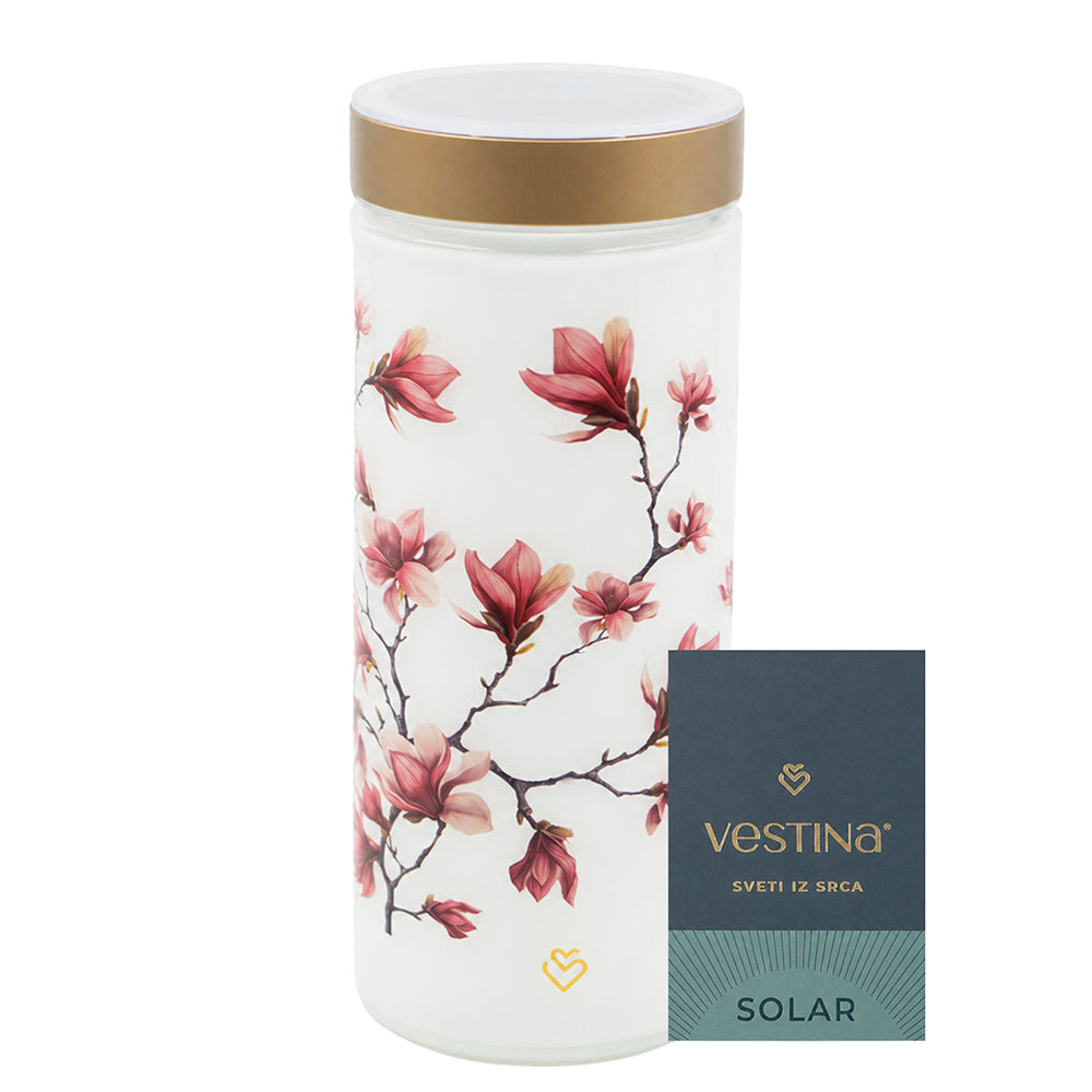 Vela Candeeiro Vidro Solar VSS28 Branco Magnólia