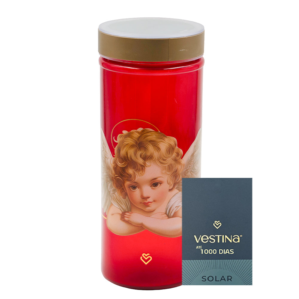 Vela Candeeiro Vidro Solar VSS28 Vermelho Anjo