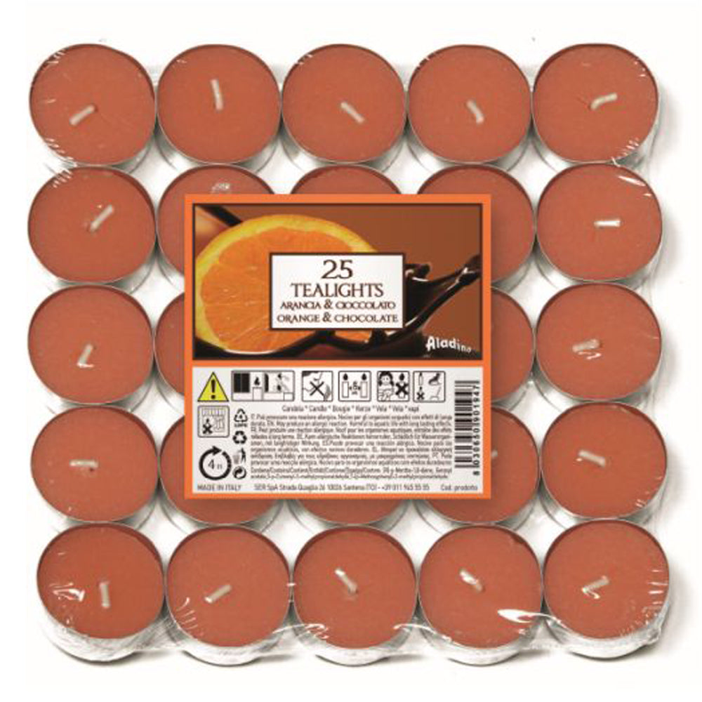 Vela Tealight Aromático Pack.25 Laranja & Chocolate 4h