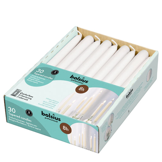 Velas Cónicas 250x24mm Branca Pack.30 / 8h