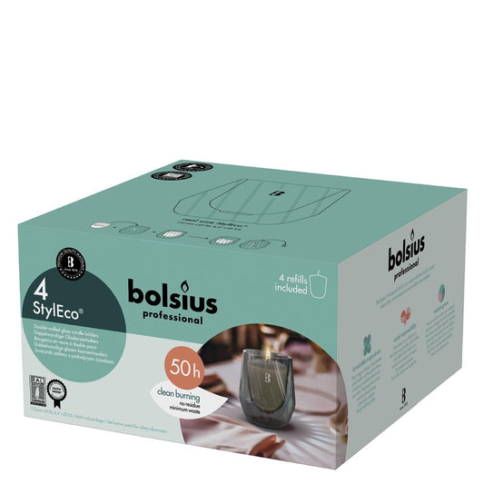 Porta Velas Vidro Cinza Pack.4