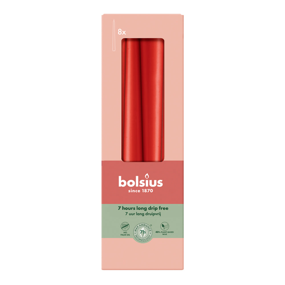 Vela Cónica Essentials 245x24mm Pack.8 Vermelho Delicado 7h