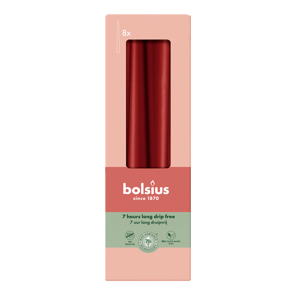 Vela Cónica Essentials 245x24mm Pack.8 Vermelho Veludo 7h