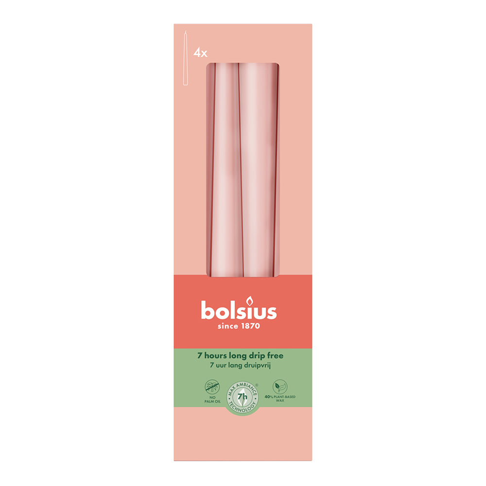Vela Cónica 245x24mm Pack.4 Rosa Nublado 7h