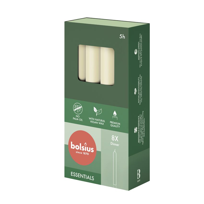 Vela Cónica Essentials 170x20mm Pack.8 Pérola Suave 5h