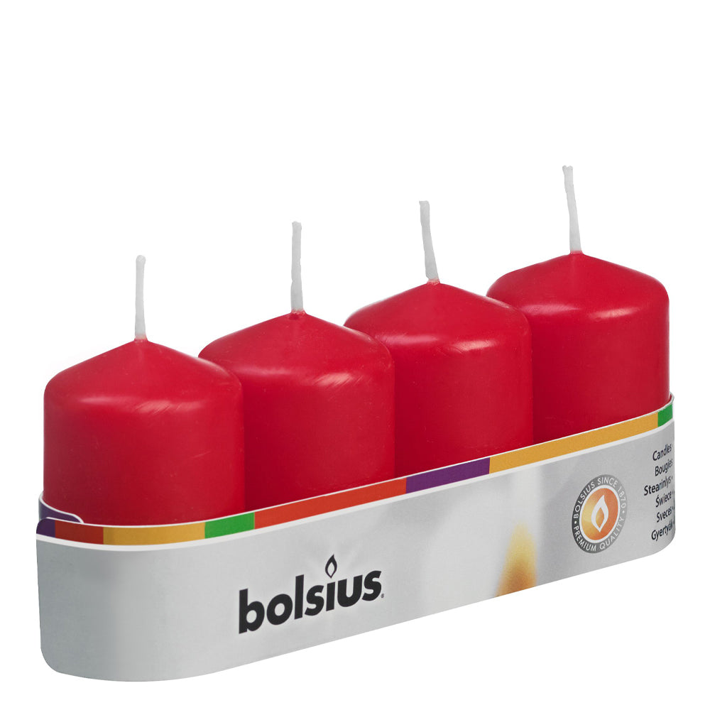 Vela Pilar 60x40mm Pack.4 Vermelha 7h