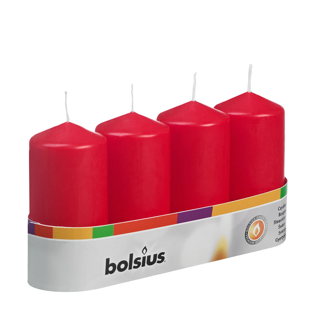 Vela Pilar 100x48mm Pack.4 Vermelha 20h