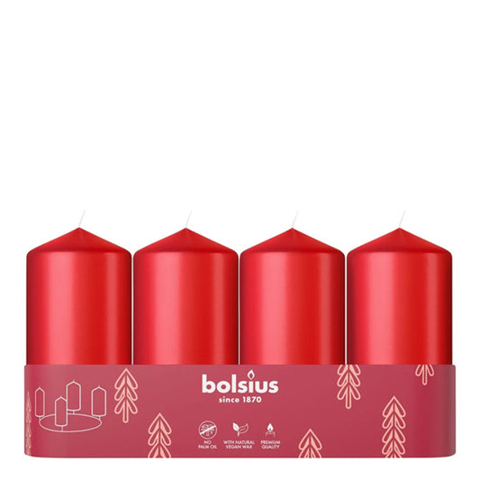 Vela Pilar 100x48mm Vermelho Delicado Pack.4