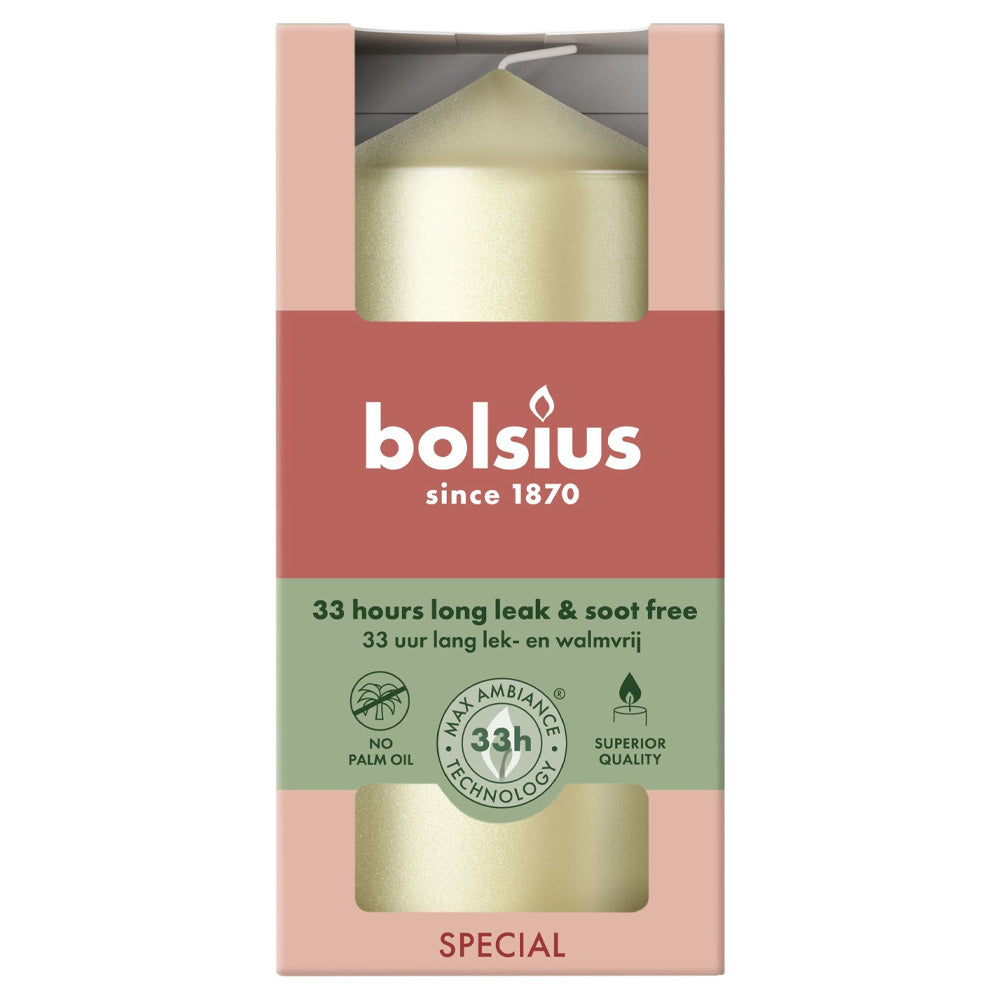 Vela Pilar 120x58mm Branco Metalizado 33h