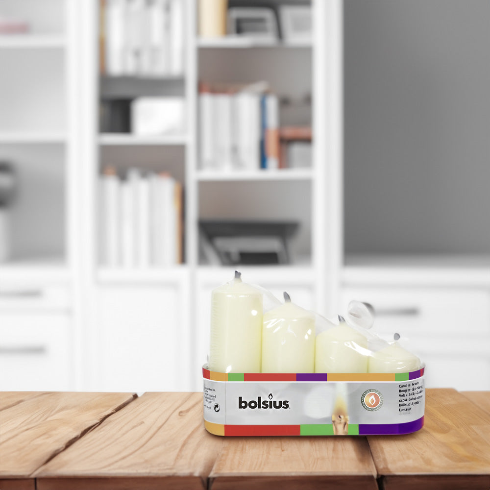 Vela Pilar 60/80/100/120mm Pack.4 Marfim 7,5h