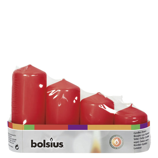 Vela Pilar 60/80/100/120mm Pack.4 Vermelha 7,5h