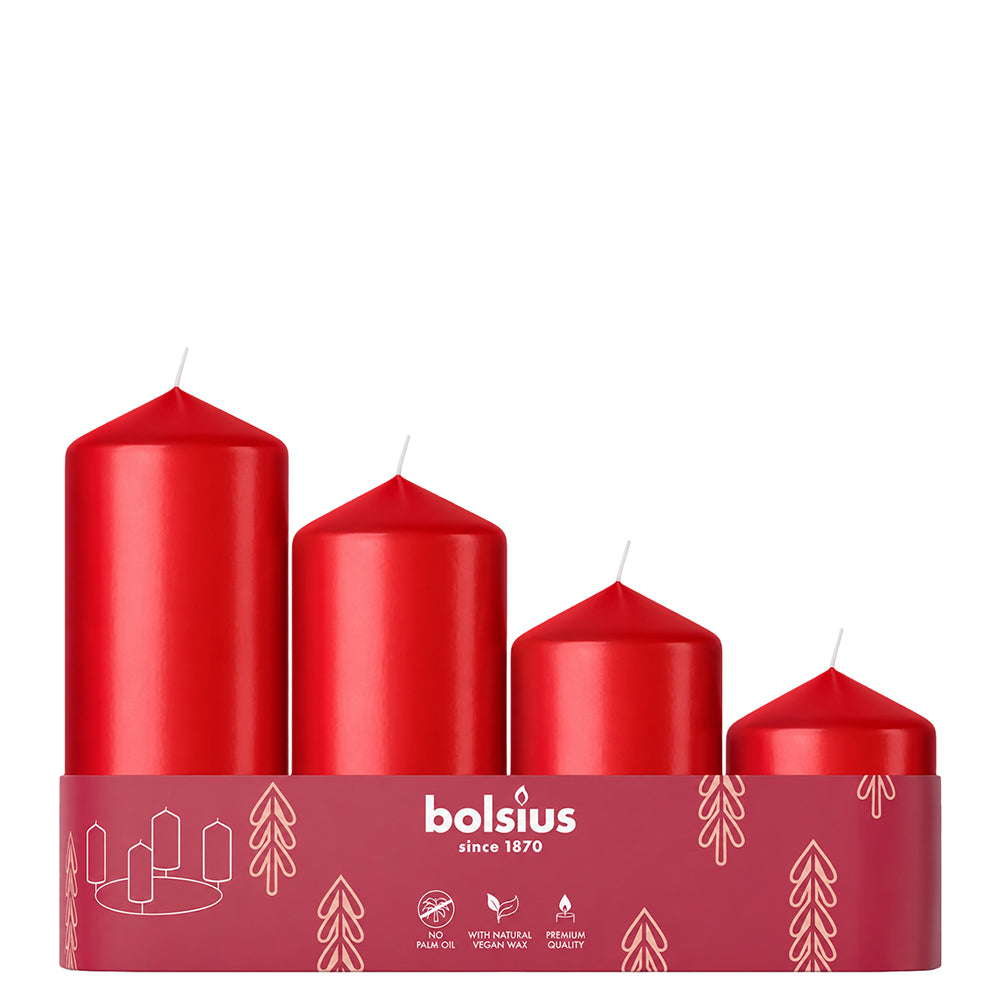 Vela Pilar Vermelho Delicado 60/80/100/120mm Pack.4 7,5h