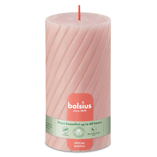 Vela Pilar Rústica Frisada 130x68mm Rosa Nublado