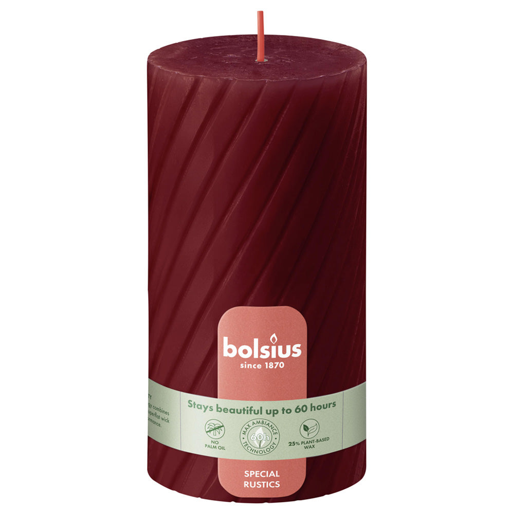 Vela Pilar Rústica Frisada 130x68mm Vermelho