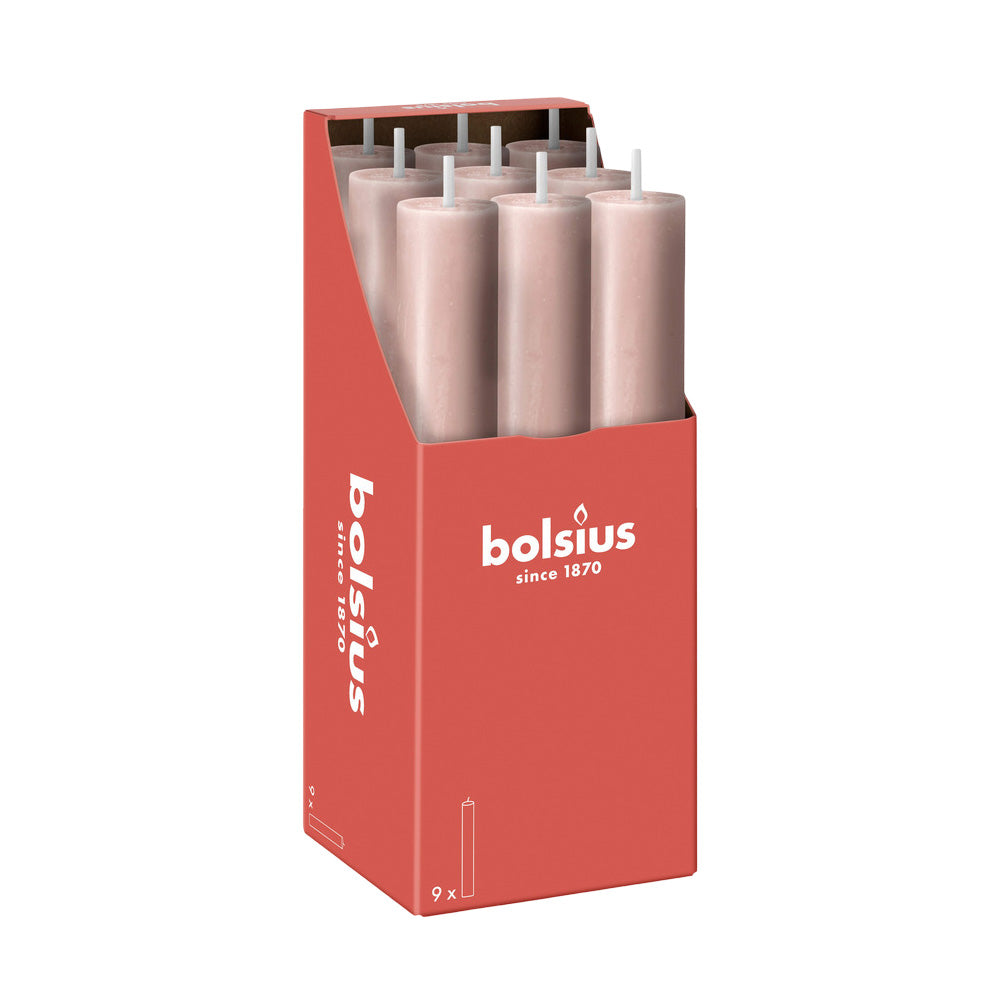 Vela Cónica Rústica XL 230x30mm Pack.9 Rosa Nublado 15h