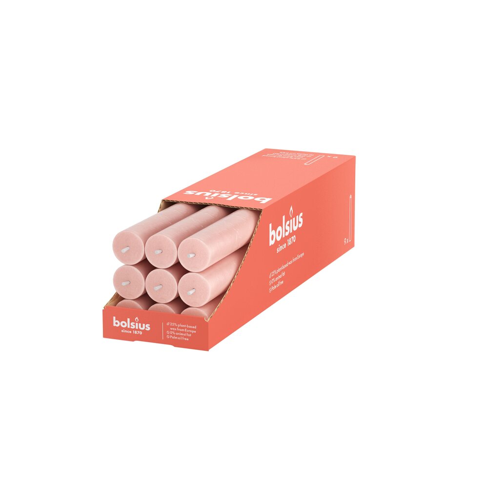 Vela Cónica Rústica 270x23mm Pack.9 Rosa Enevoado 13h