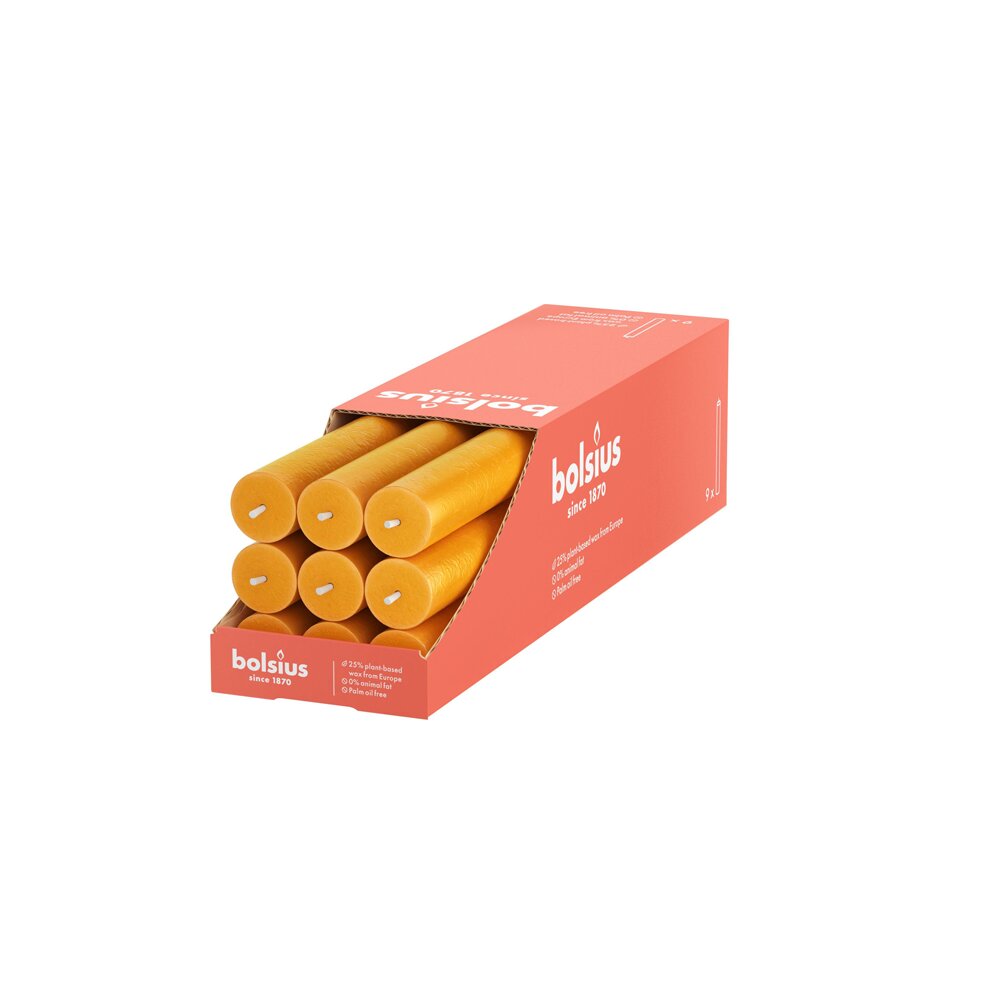 Vela Cónica Rústica 270x23mm Pack.9 Amarelo Mel 13h